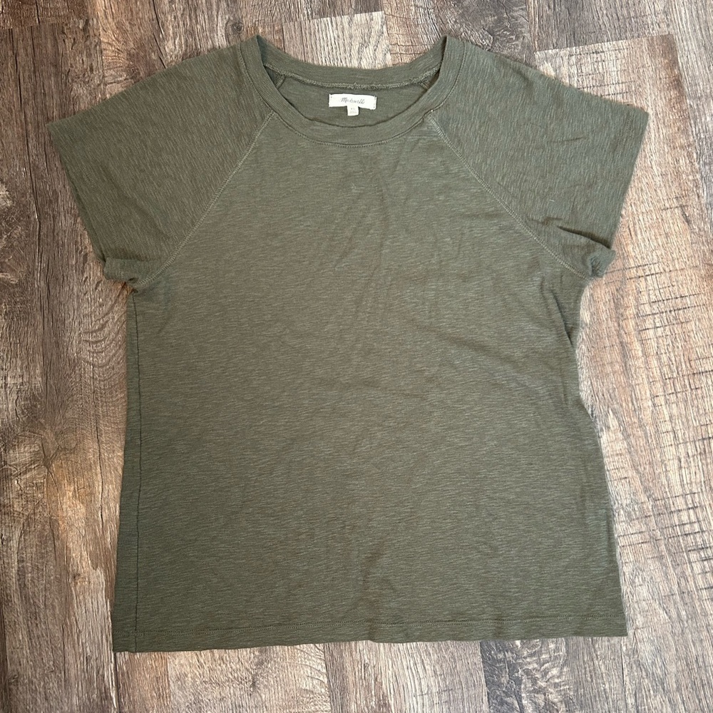 Madewell Westville Raglan Tee In Capers Olive Green XL
